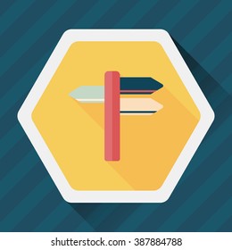 Signpost flat icon with long shadow