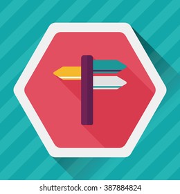 Signpost flat icon with long shadow