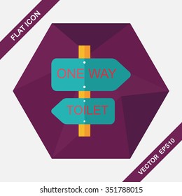 Signpost flat icon with long shadow,eps10