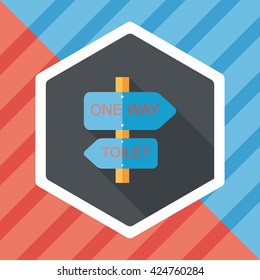 Signpost flat icon with long shadow,eps10