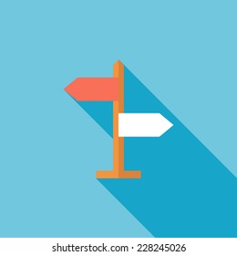 Signpost flat icon. Modern flat icons with long shadow effect in stylish colors. Icons for Web and Mobile Application. EPS 10.