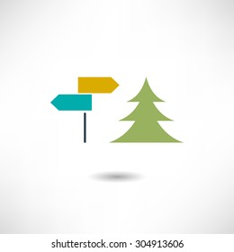 Signpost in the forest icon