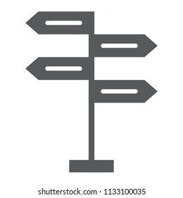 Signpost glyph icon, decision making and guidepost, arrow sign, vector graphics, a solid pattern on a white background, eps 10.