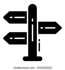 Icono de glifo de postes de señalización, icono de mapa y ubicación.