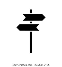 Signpost, guide direction glyph icon. Simple element navigation pointer crossroad, directional arrows symbol, arrow road, crossroad sign. vector illustration. Design on white background. EPS 10