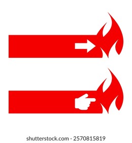 A signpost to hell, something leads to hellfire, an empty banner. Flat vector illustration isolated on white background.