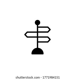 Signpost icon in black flat glyph, filled style isolated on white background