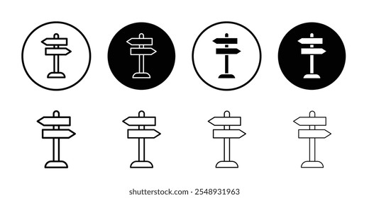 Signpost icon Black and white outline vector