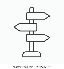 Signpost icon in black and white outlined stroke