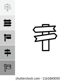 Signpost icon. collection of 6 signpost filled and outline icons such as direction   isolated, direction board. editable signpost icons for web and mobile.