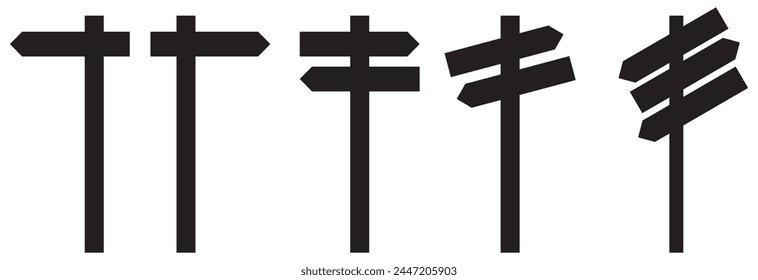 Wegweisersymbol, Richtungssymbol isoliert, erweiterte Kontur. . Signboard-Vektorgrafik festgelegt. Schildtafel isoliert auf weißem Hintergrund.