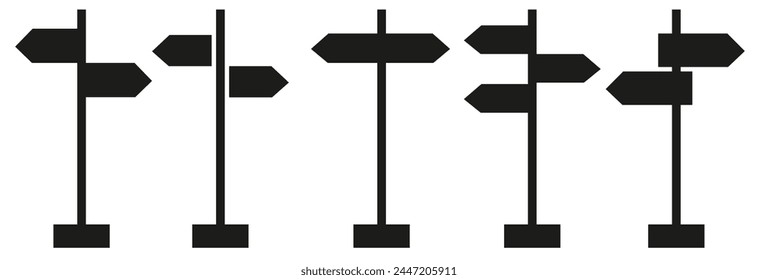 Wegweisersymbol, Richtungssymbol isoliert, erweiterte Kontur. . Signboard-Vektorgrafik festgelegt. Schildtafel isoliert auf weißem Hintergrund.