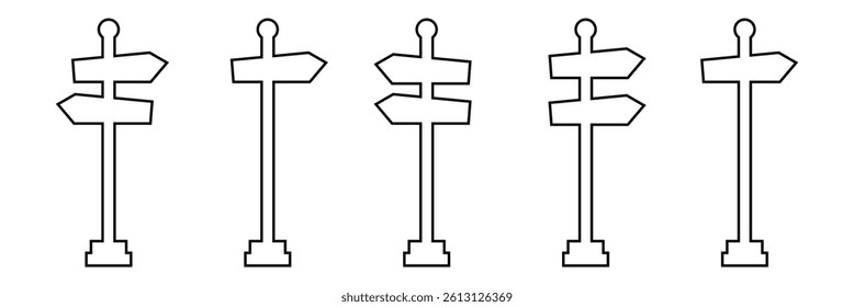 Signpost icon, direction icon isolated, expanded stroke . Vector Illustration .EPS 10 .
