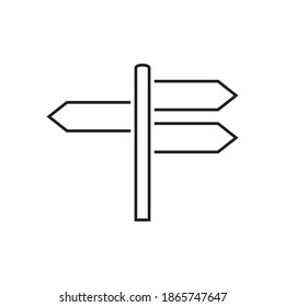 Icono de puesto de señalización, icono de línea de dirección aislado, trazo editable