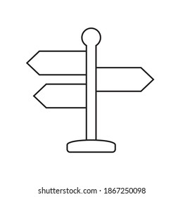 Signpost icon, direction line icon isolated, editable stroke