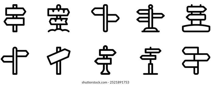 Signpost icon. Direction icon. Signboard. Road signpost. Traffic direction board icon. Street signpost. Vector Illustration. EPS 10