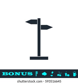 Signpost icon flat. Black pictogram on white background. Vector illustration symbol and bonus button