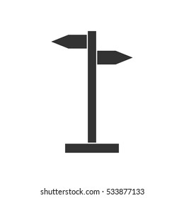 Signpost icon flat. Illustration isolated on white background. Vector grey sign symbol