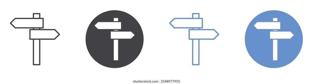 Signpost icon flat line symbol set.