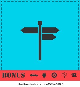 Signpost icon flat. Simple vector symbol and bonus icon