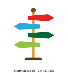 Signpost icon in flat style. Guidepost, direction arrows symbol. Milepost, road guide boards illustration for perfect web and mobile applications. road sign vector design. EPS file 190.