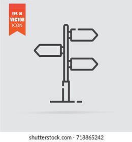 Signpost icon in flat style isolated on grey background. For your design, logo. Vector illustration.