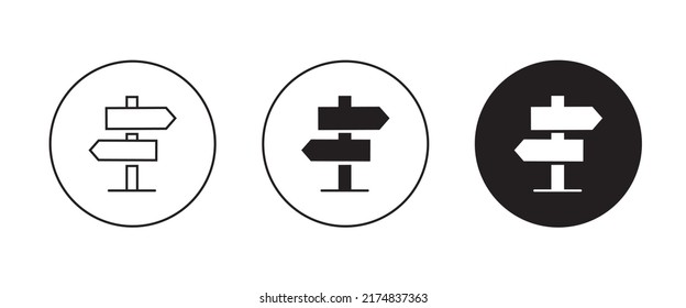 Signpost Icon, Information, Direction, Arrow Vector, Sign, Symbol, Logo, Illustration, Editable Stroke, Flat Design Style Isolated On White Linear