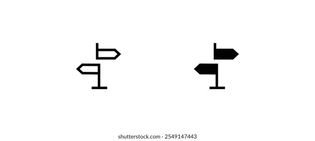 Icono del poste de señalización, información, dirección, Vector de flecha, signo, símbolo, logotipo, ilustración, trazo editable, estilo de diseño aislado en blanco lineal