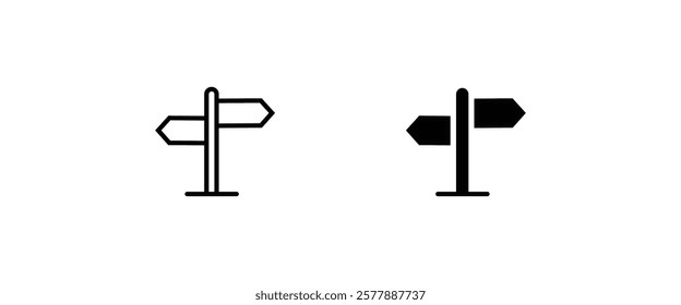 signpost icon, information, direction, arrow vector, sign, symbol, logo, illustration, editable stroke, design style isolated on white linear