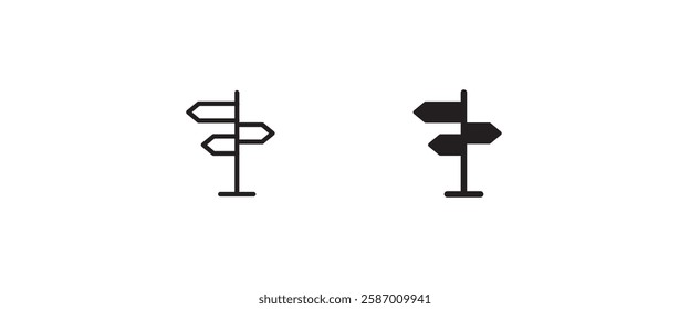 signpost icon, information, direction, arrow vector, sign, symbol, logo, illustration, editable stroke, design style isolated on white linear