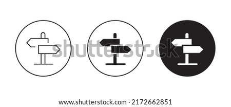 signpost icon, information, direction, arrow vector, sign, symbol, logo, illustration, editable stroke, flat design style isolated on white linear
