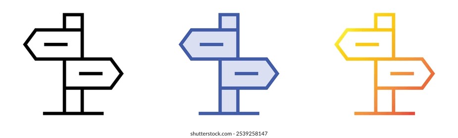 ícone signpost. Design de estilo linear, preenchimento azul e gradiente isolado em plano de fundo branco