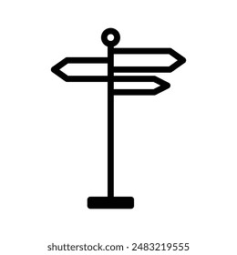 Wegweisersymbol Lineares Logo in Schwarz-Weiß
