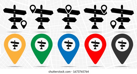 Icono de puesto de señalización en el conjunto de ubicaciones. Glifo simple, elemento de ilustración plana de iconos de tema del campamento