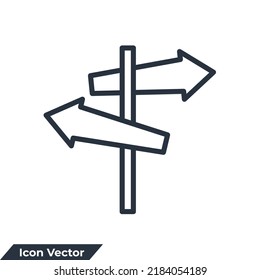 signpost icon logo vector illustration. direction sign symbol template for graphic and web design collection