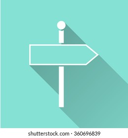 Signpost  icon with long shadow, flat design. Vector illustration.