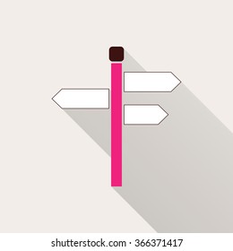 Signpost  icon with long shadow, flat design. Vector illustration.
