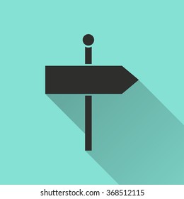 Signpost  icon with long shadow, flat design. Vector illustration.