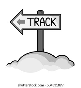 Signpost icon in monochrome style isolated on white background. Ski resort symbol stock vector illustration.