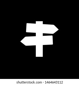 Signpost Icon On Black Background. Black Flat Style Vector Illustration