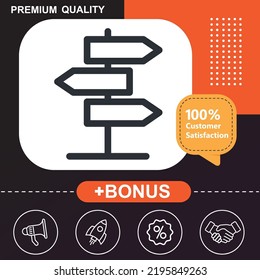 Signpost icon. With orange and black background