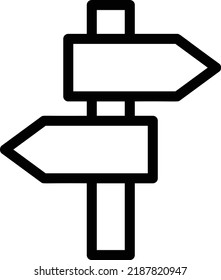 Signpost Icon With Outline Style, Camping Sign And Symbol Isolated On White Background