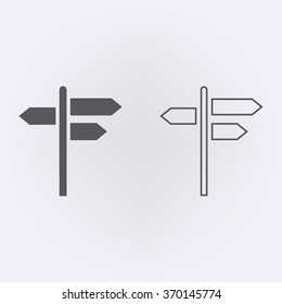 Signpost icon and signpost outline icon . Vector illustration