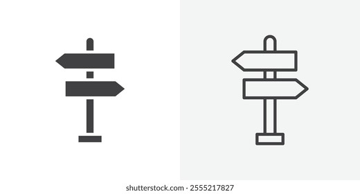 Signpost icon. outlined vector style.