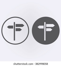 Signpost icon set in circle . Vector illustration