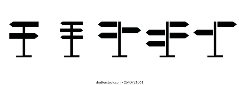Signpost Icon Set – Directional Arrow Signs Vector Collection