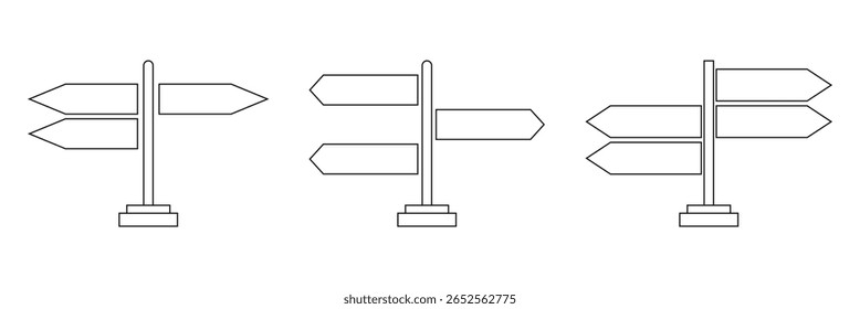 Ícone de Signpost Definir ilustrações direcionais para projetos de navegação e viagem