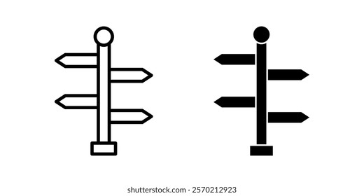 Signpost Icon set. Symbol isolated white background. vector illustration. color editable.