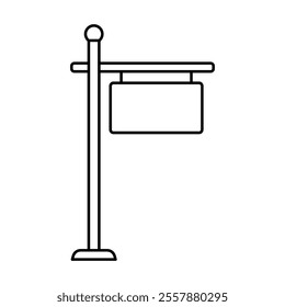 Signpost icon. Signboard. Black outline linear silhouette. Editable strokes. Front side view. Vector simple flat graphic illustration. Isolated object on white background. Isolate.