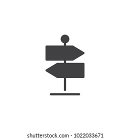 Signpost icon vector, filled flat sign, solid pictogram isolated on white. Direction pointer symbol, logo illustration.